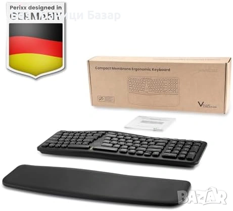 Нова Компактна ергономична клавиатура Perixx с магнитна опора за китки, снимка 8 - Клавиатури и мишки - 53390497