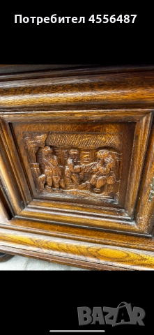 Антикварен масивен бюфет с ръчна дърворезба – около 1875.г, снимка 8 - Бюфети - 52675030