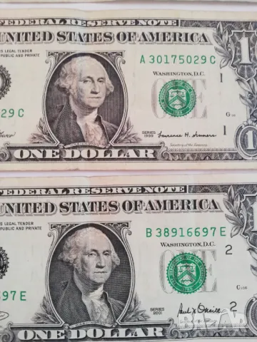 лот банкноти от 1 долар различни години, снимка 2 - Нумизматика и бонистика - 43302695