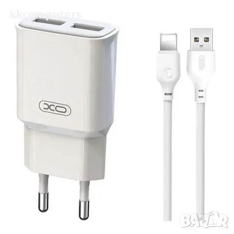 Зарядно/Адаптер 220V / XO-L92C 2.4A / 2xUSB QC 3.0 / + USB - Lightning Кабел / Бял / Баркод : 456419, снимка 1 - Оригинални зарядни - 48487890