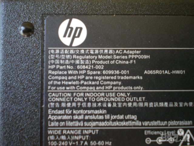 Оригинално Зарядно за лаптоп HP PPP009H - 18.5V/3.5A/65W - 4.8mm x 1.7mm, снимка 2 - Кабели и адаптери - 43051080