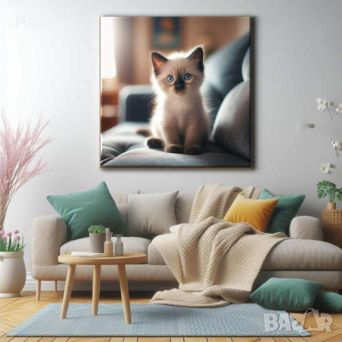 Картина Коте на канаваца, уникален дизайн, размер 50 х 50 см., снимка 5 - Пана - 44928542