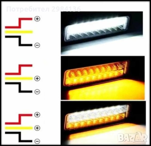 Лед Халоген/дневни светлини с Мигач , 12V/24V, снимка 6 - Аксесоари и консумативи - 43156413