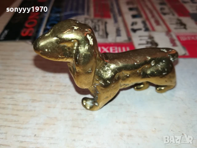 ЗАЯВЕНО-КУЧЕ-МЕД/МЕСИНГ 7х5х2см-МАСИВНА ФИГУРА ОТ АНГЛИЯ 1907252017, снимка 8 - Антикварни и старинни предмети - 51076091