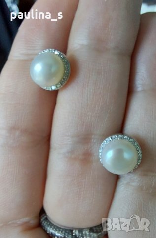 Японски дизайнерски обеци с естествена перла и циркон - проба 925 / Oт "Swan" pearls , снимка 1 - Обеци - 33148077