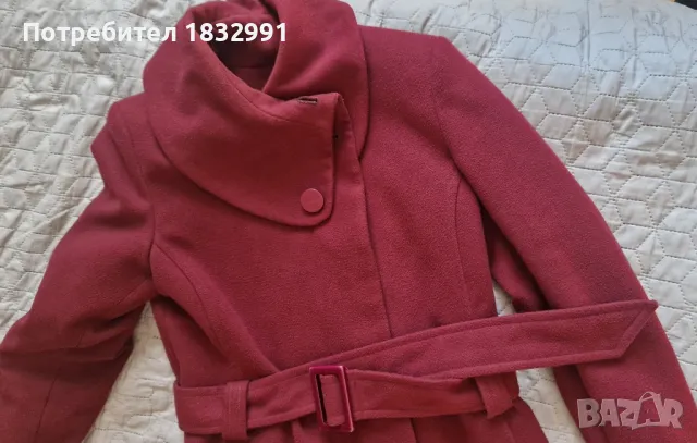 Малиново-бурдо палто Андрюс - 52 размер, снимка 4 - Палта, манта - 49370787