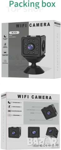 K13 безжична WiFi мини камера Hd 1080p нощно виждан, откриване на хора, откриване на движение, лесна, снимка 3 - Камери - 48804481