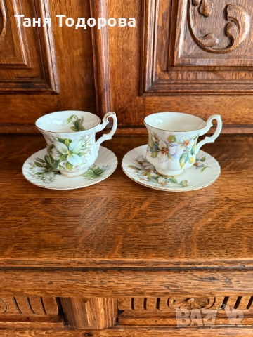 2 чашки за кафе с подложни чинийки Royal Albert, снимка 2 - Сервизи - 51531187