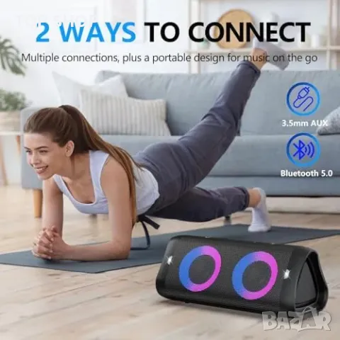 Нова 30W Bluetooth колонка с мощен звук, динамични светлини, IPX5 високоговорител, снимка 3 - Bluetooth тонколони - 49339181