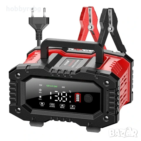 Автомобилно интелигентно зарядно за батерии 12V/20А, 24V/10А за AGM, GEL, Lead-Acid, LiFePO4