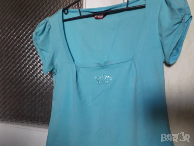 Дамска памучна блуза с къс ръкав, снимка 2 - Тениски - 28967667