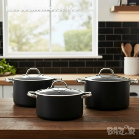 Алуминиева тенджера с мраморно покритие и капак – здравословно готвене без загаряне, снимка 2 - Съдове за готвене - 52494383