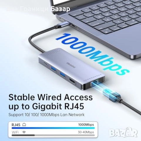 Нов адаптер 10 в 1 Type-C Хъб с HDMI, LAN, USB 3.0, SD/TF за лаптопи, снимка 4 - Друга електроника - 52742005