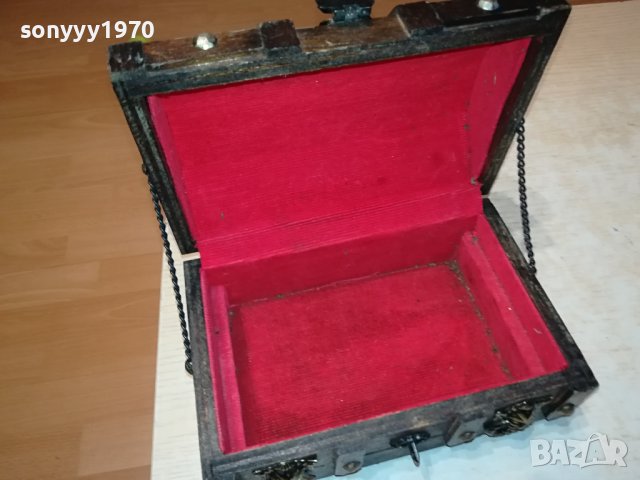 ДЪРВЕНА КУТИЯ КОВЧЕЖЕ С ОБКОВ ВНОС ФРАНЦИЯ 0201241922, снимка 18 - Антикварни и старинни предмети - 43626604