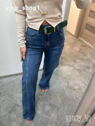 Дамски дънки + колан широк крачол wide leg , снимка 2 - Дънки - 51866739