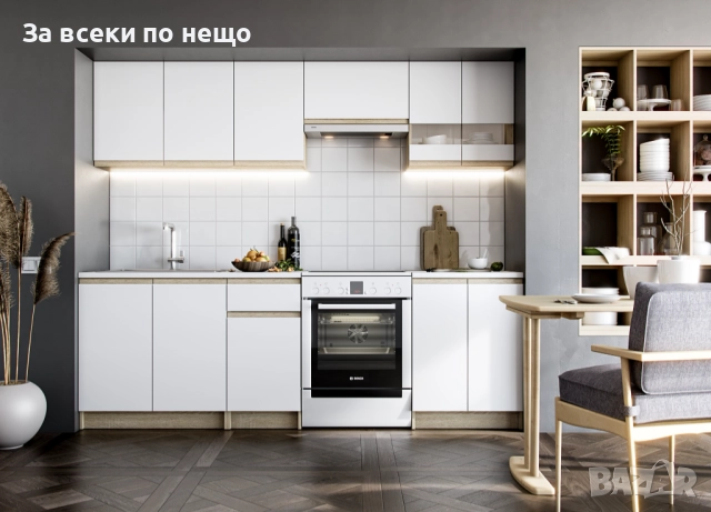 Кухня KATARINA LUX 2.40м дъб сонома/бяло Код P1247, снимка 2 - Кухни - 51786974