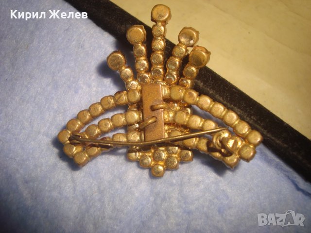 СТАРА ПОЗЛАТЕНА РЕТРО АРТ КРИСТАЛНА БРОНЗОВА БРОШКА с БОХЕМСКИ КРИСТАЛИ МАЙСТОРСКА ИЗРАБОТКА 29207, снимка 7 - Антикварни и старинни предмети - 37320273