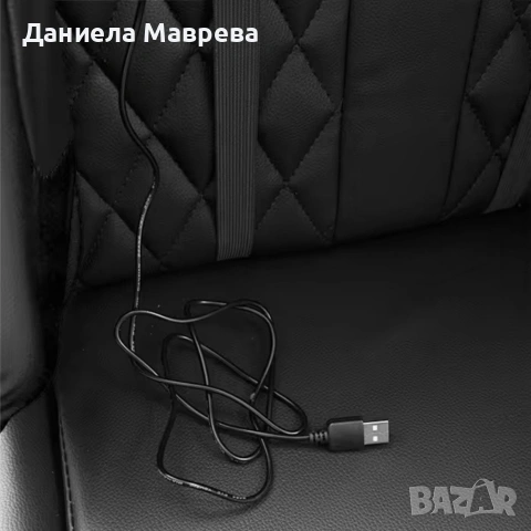 Геймърски стол с прибираща се подложка за крака и функция за масаж - черен, снимка 5 - Столове - 53366602