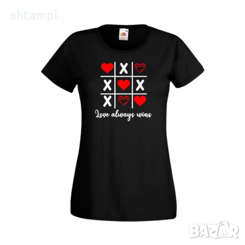 Дамска тениска Свети Валентин Tic Tac Toe Love Always Wins, снимка 5 - Тениски - 35648746