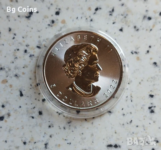 Сребро 1 oz 2022 Кленов лист , снимка 2 - Нумизматика и бонистика - 39800793