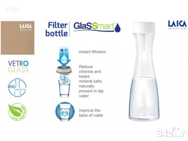 НОВИ! Филтрираща стъклена бутилка с филтър Laica GlasSmart 1.1л , снимка 7 - Други - 44082930