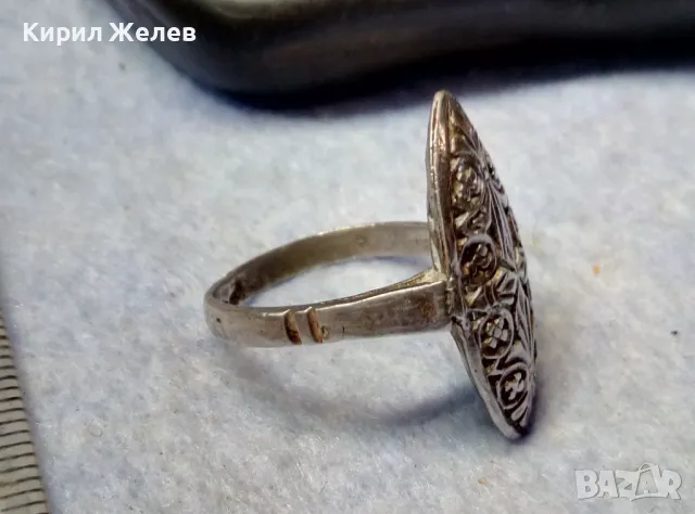 СТАРИНЕН ФЛОРАЛЕН АЖУРЕН СРЕБЪРЕН ПРЪСТЕН СРЕБРО ВИСОКА ПРОБА РЪЧНА МАЙСТРОСКА ИЗРАБОТКА 49304, снимка 9 - Антикварни и старинни предмети - 49957829