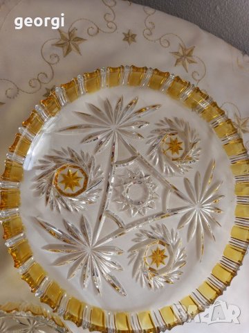 Немски двуцветен кристал плато и купа 13/3, снимка 8 - Прибори за хранене, готвене и сервиране - 35475592