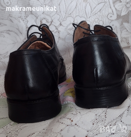 Продавам мъжки обувки черна естествена кожа номер 46, стелка 30 см, като нови, марка, снимка 3 - Ежедневни обувки - 42753467
