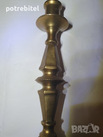 Стар свещник месинг 23 см., снимка 4 - Антикварни и старинни предмети - 40519711