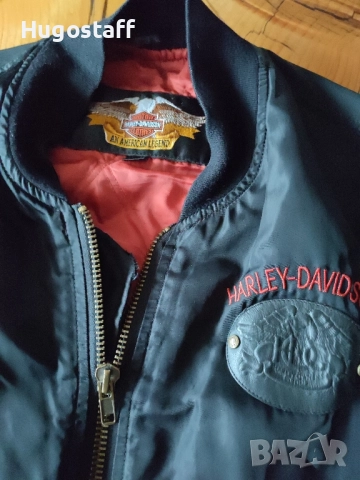 Винтидж оригинално черно бомбър яке на Harley-Davidson Owners Group (HOG)Хл, снимка 6 - Якета - 52315224