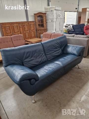 Диван-Естествена Кожа-внос от Германия!, снимка 2 - Дивани и мека мебел - 52166826