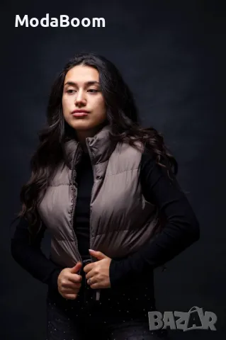 Кафяв дамски елек , снимка 2 - Елеци - 48374291