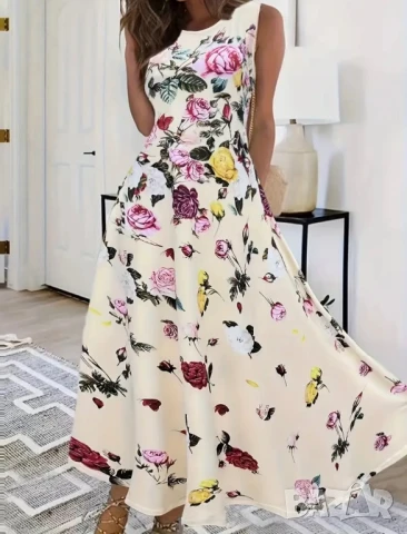 Лятна дълга рокля на цветя, снимка 1