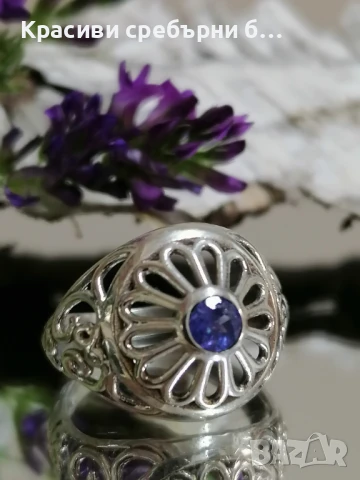 Ажурен сребърен пръстен с танзатит, снимка 1