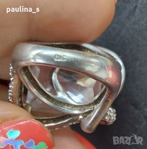 Сребърен пръстен с огромен циркон / проба 925 , снимка 13 - Пръстени - 32717581