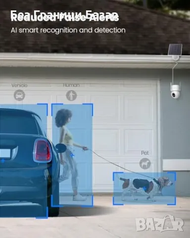 Нова Безжична соларна охранителна камера 5MP 3K 2 броя с нощно виждане, снимка 5 - Други - 48157718