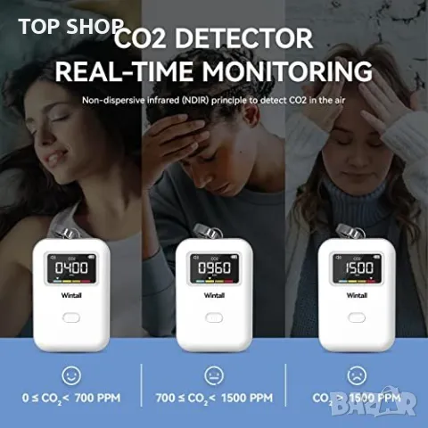 Нов монитор за качеството на въздуха CO2 въглероден оксид детектор, снимка 5 - Други стоки за дома - 49552109