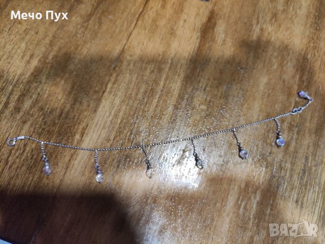 Сребърно колие и обеци Сваровски Архи Аурора Бореалис и гривна за крак, снимка 6 - Бижутерийни комплекти - 39061378