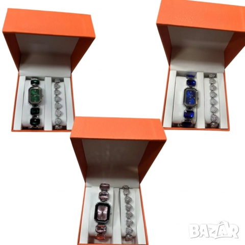 Луксозни дамски часовници с декоративни камъчета, снимка 3 - Бижутерийни комплекти - 52055582