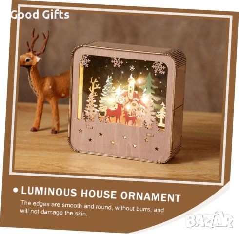 LED Светеща Коледна дървена къща, снимка 6 - Декорация за дома - 43072237