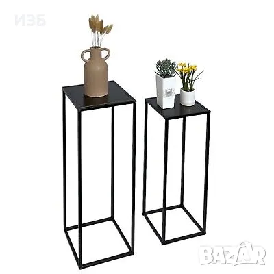 Комплект от 2 помощни маси метал и мдф за цветя или декораций., снимка 2 - Маси - 48952028