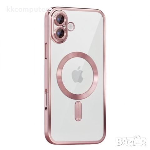 Силиконов кейс bSmart Chrome Magsafe с протектори за камерите, За iPhone 17 (6.3), Розово-златен и П, снимка 2 - Калъфи, кейсове - 51795278