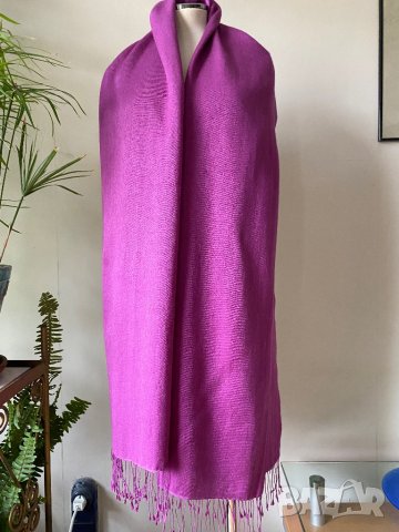 Лилав шал от 100 % пашмина/ голям шал, снимка 5 - Шалове - 44013862