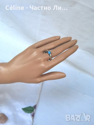 Сребърен Пръстен с Тюркоаз, снимка 3 - Пръстени - 33623153