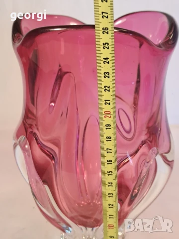 дизайнерска стъклена ваза Josef Hospodka Czechoslovakia , снимка 6 - Вази - 50838451
