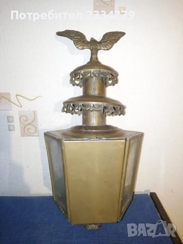 Античен каретен (файтонов/калясков) фенер или лампа изработен от месинг. , снимка 3 - Антикварни и старинни предмети - 53213270