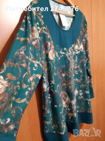 НОВО!Размер 58-4xl Великолепна туника с красиви фигури и неповторим зелен цвят,бг произ., снимка 4 - Туники - 35362173