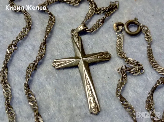 СТАР ОРНАМЕНТИРАН СРЕБЪРЕН КРЪСТ СРЕБРО 835 N с СРЕБЪРНА ВЕРИЖКА СРЕБРО 900 МАЙСТОРСКА РАБОТА 50113, снимка 9 - Антикварни и старинни предмети - 49913117