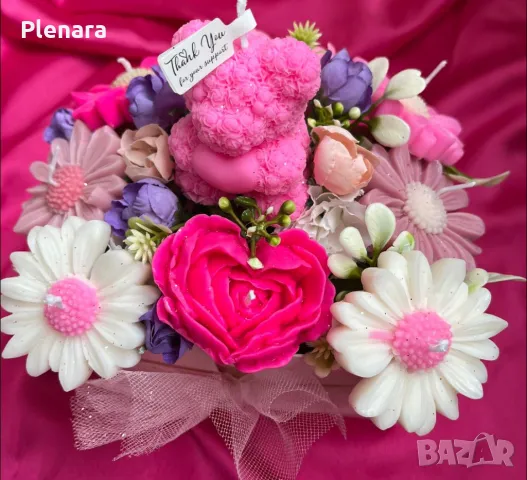 Ръчно изработени букети от соеви свещи, снимка 9 - Декорация - 50027159