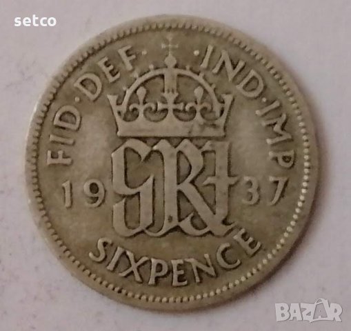 Великобритания 6 пенса 1937 с99, снимка 1 - Нумизматика и бонистика - 35179992
